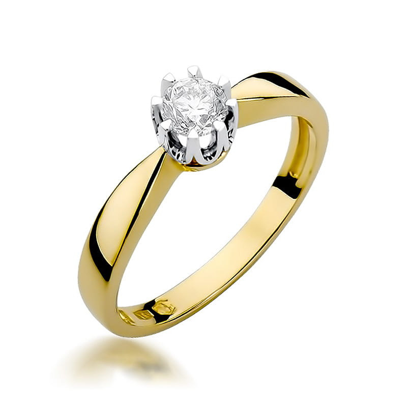 Pierścionek W228 Diament 0,25ct żółte złoto