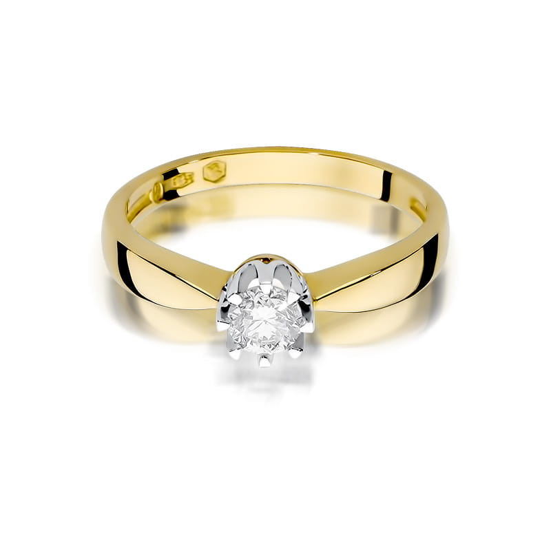 Pierścionek W228 Diament 0,25ct żółte złoto