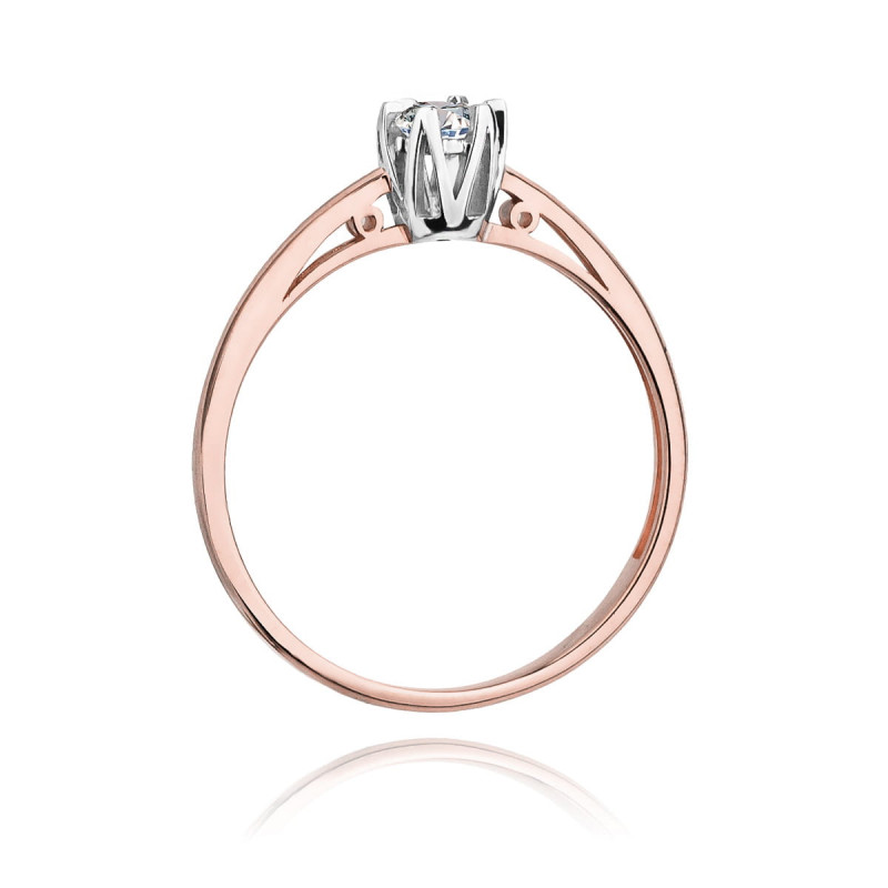 Pierścionek W133 Diament 0,15ct różowe złoto