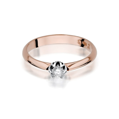 Pierścionek W134 Diament 0,10ct różowe złoto