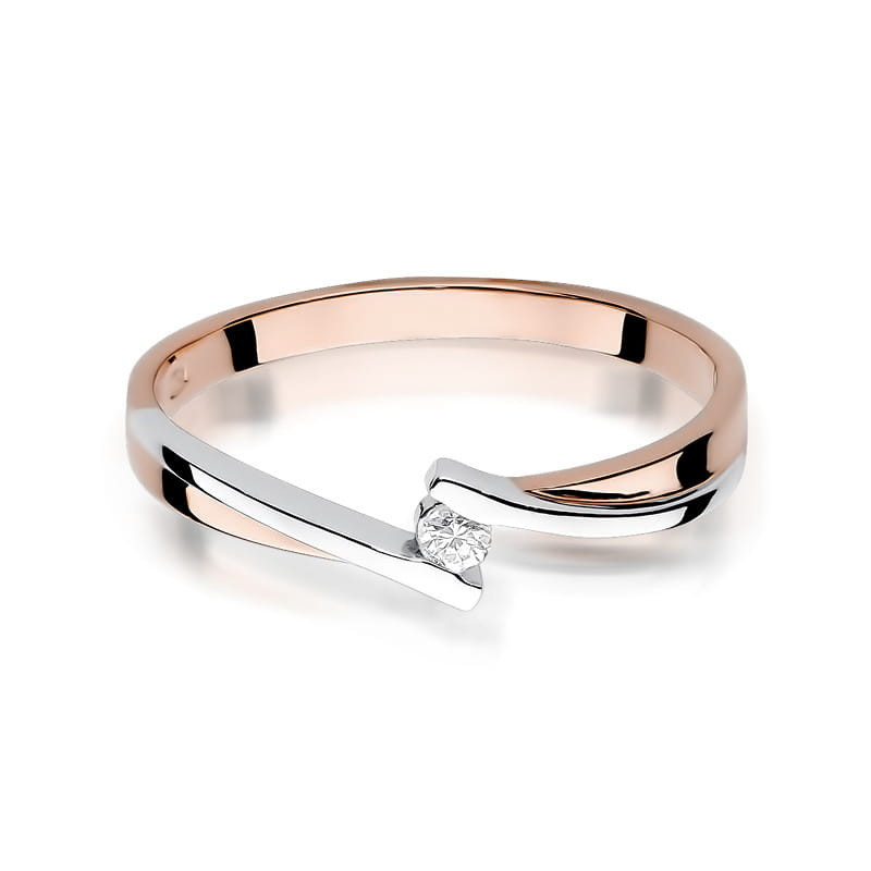 Pierścionek W137 Diament 0,04ct różowe złoto
