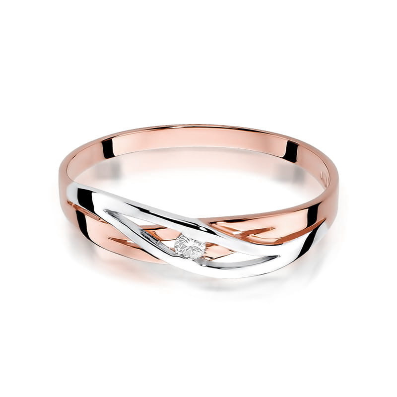 Pierścionek W156 Diament 0,05ct różowe złoto