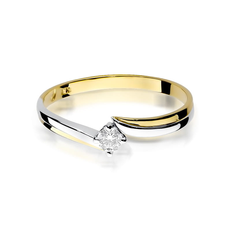 Pierścionek W231 Diament 0,08ct żółte złoto