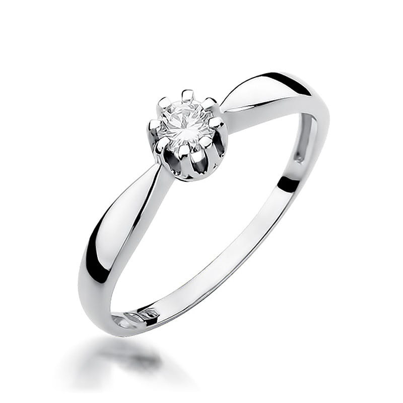 Pierścionek W228 Diament 0,15ct białe złoto