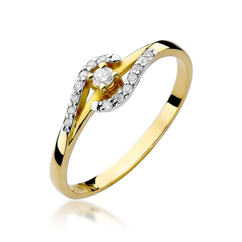 Pierścionek W237 Diament 0,04ct żółte złoto