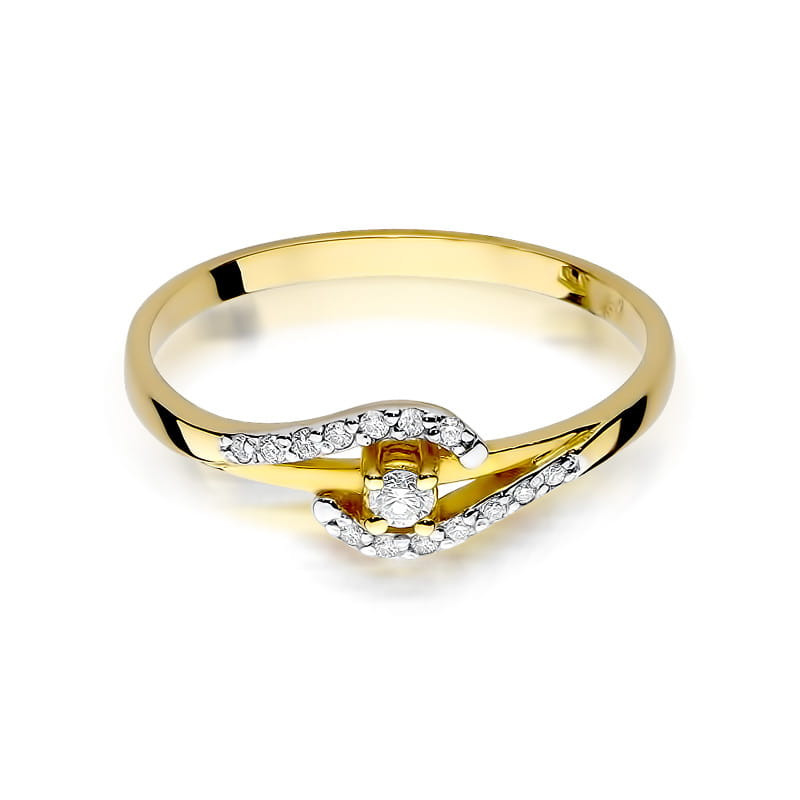 Pierścionek W237 Diament 0,04ct żółte złoto