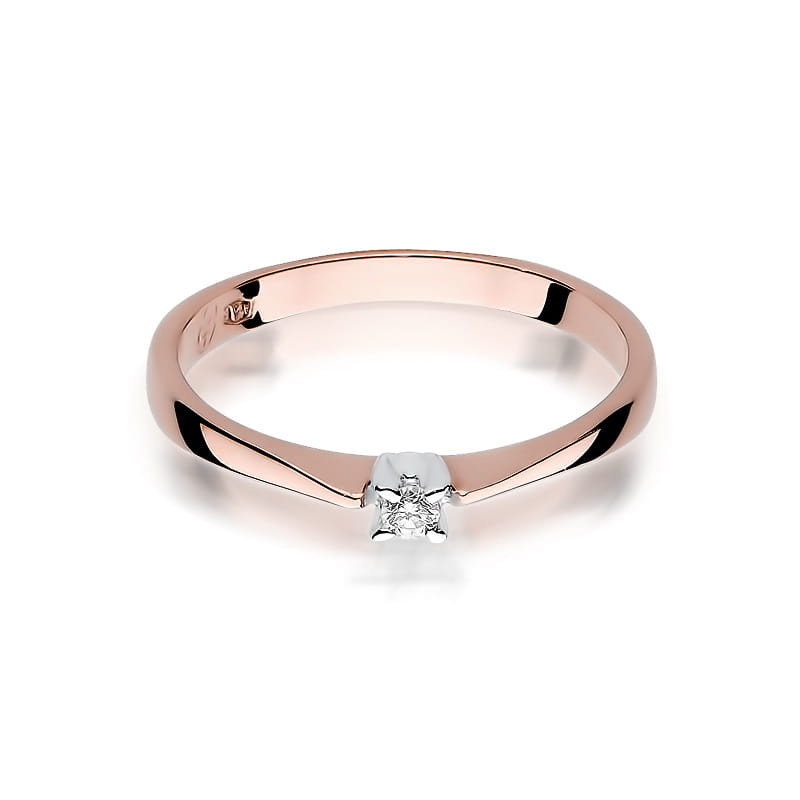 Pierścionek W175 Diament 0,03ct różowe złoto