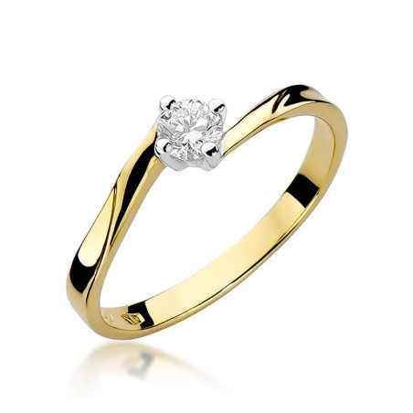 Pierścionek W243 Diament 0,20ct żółte złoto