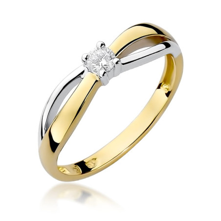 Pierścionek W248 Diament 0,10ct żółte złoto