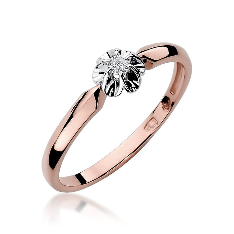 Pierścionek W187 Diament 0,04ct różowe złoto