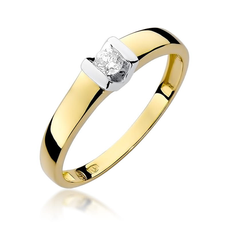 Pierścionek W249 Diament 0,10ct żółte złoto
