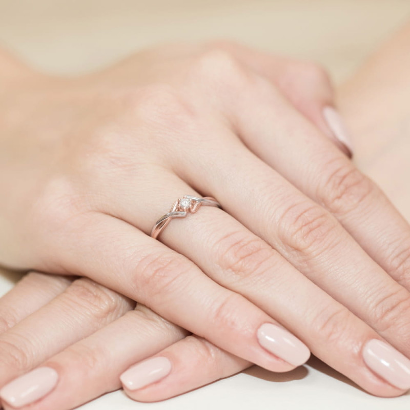 Pierścionek W190B Diament 0,10ct różowe złoto