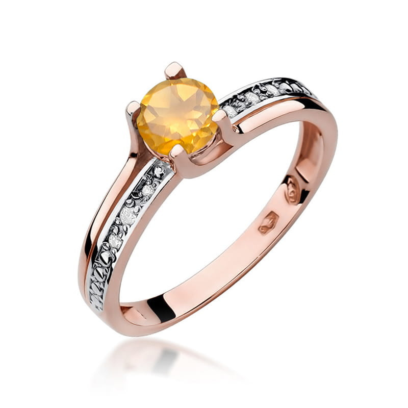 "Pierścionek W106 Cytryn 0,50ct w różowym złocie - elegancki doda