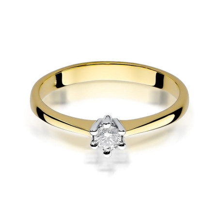 Pierścionek W256 Diament 0,15ct żółte złoto
