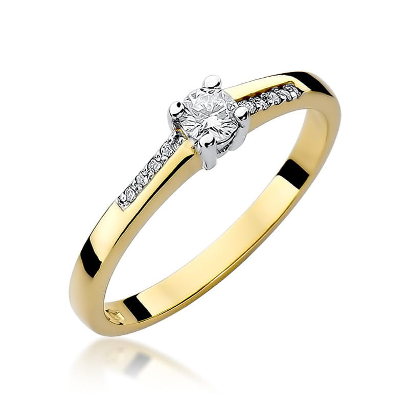 Pierścionek W258 Diament 0,15ct żółte złoto