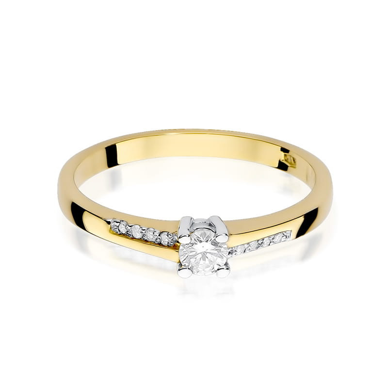 Pierścionek W258 Diament 0,15ct żółte złoto