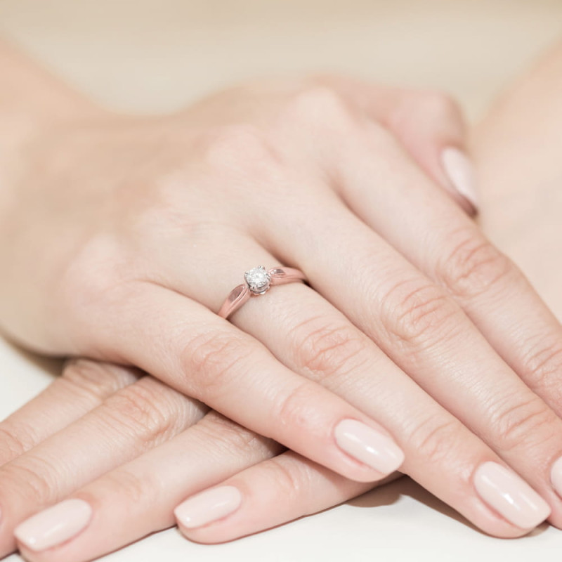 Pierścionek W197 Diament 0,24ct różowe złoto