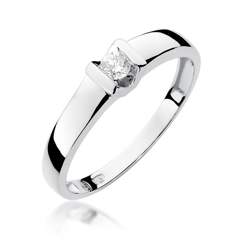 Pierścionek W249 Diament 0,10ct białe złoto