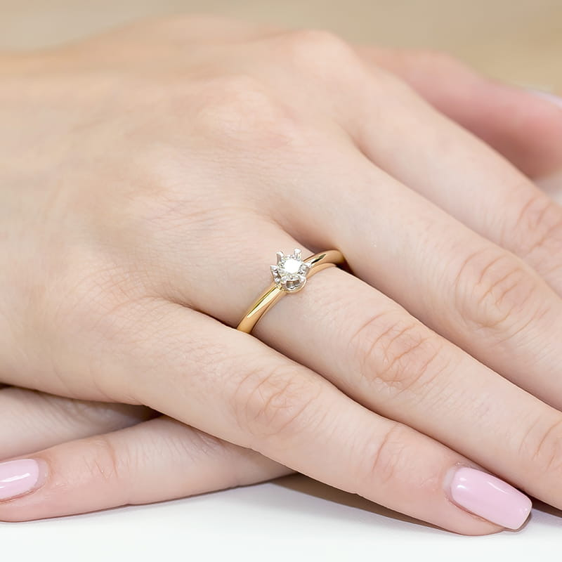 Pierścionek W267 Diament 0,30ct żółte złoto