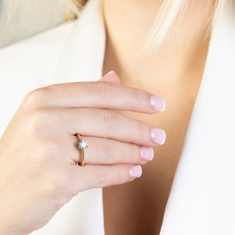 Pierścionek W267 Diament 0,30ct żółte złoto