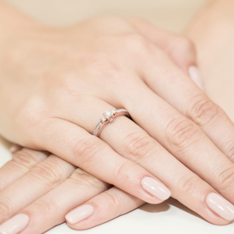 Pierścionek W199 Diament 0,20ct różowe złoto