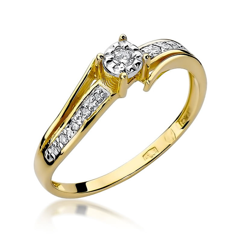 Pierścionek W269 Diament 0,05ct żółte złoto
