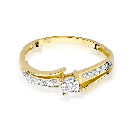 Pierścionek W269 Diament 0,05ct żółte złoto