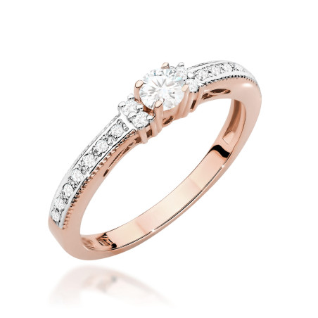 Pierścionek W201 Diament 0,13ct różowe złoto