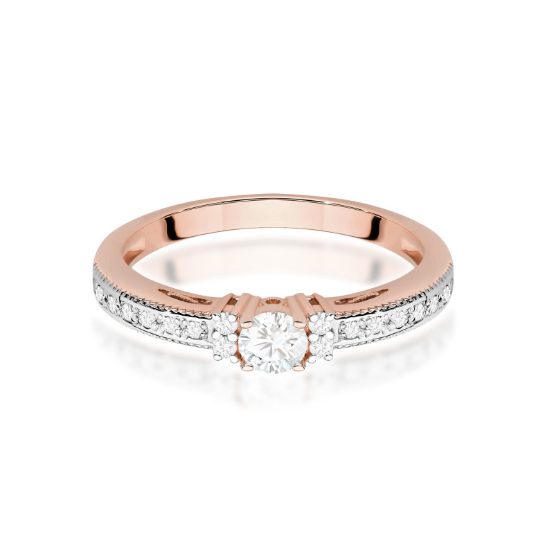 Pierścionek W201 Diament 0,13ct różowe złoto