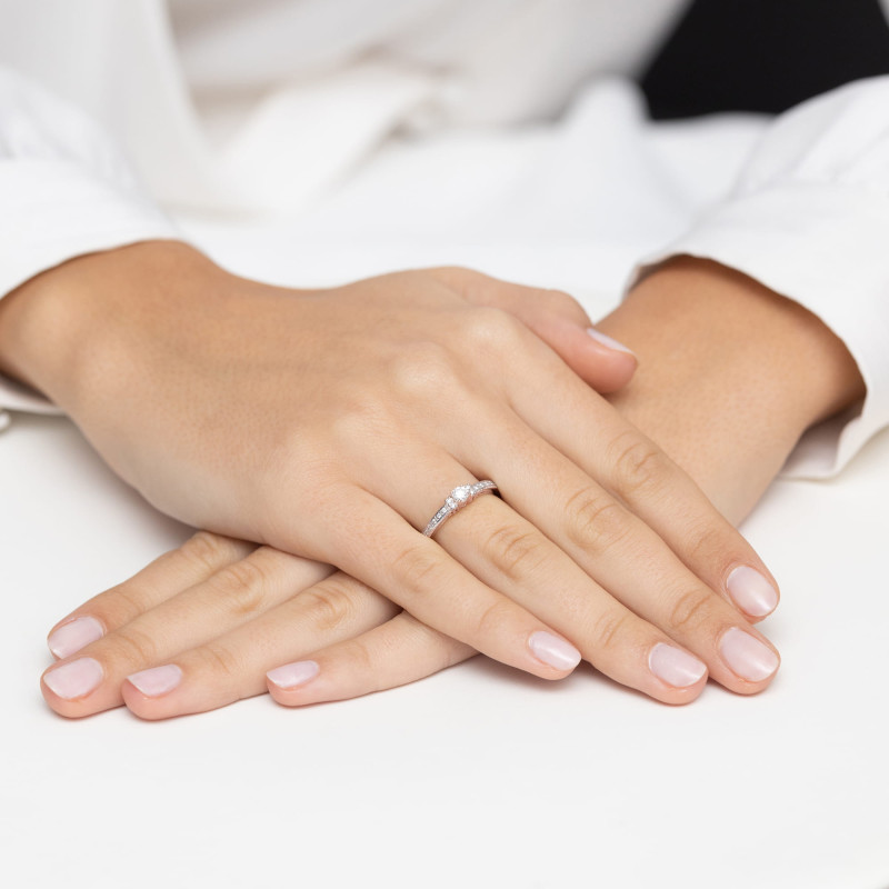 Pierścionek W201 Diament 0,13ct różowe złoto