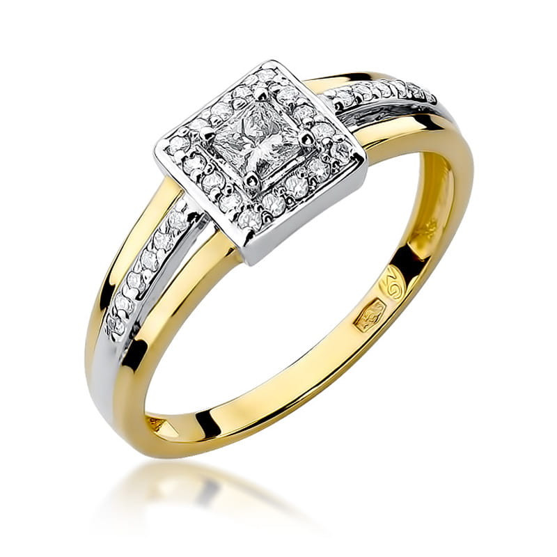 Pierścionek W271 Diament 0,15ct żółte złoto