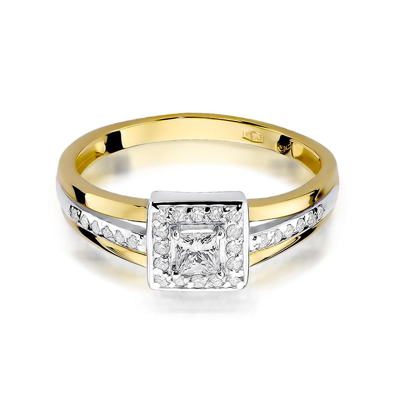 Pierścionek W271 Diament 0,15ct żółte złoto