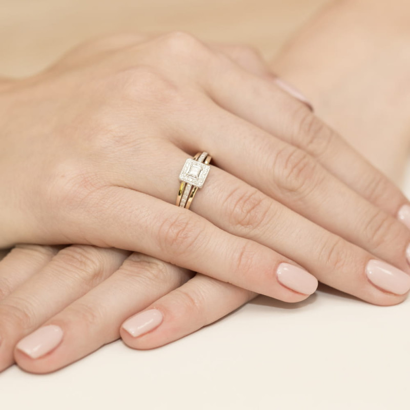 Pierścionek W271 Diament 0,15ct żółte złoto