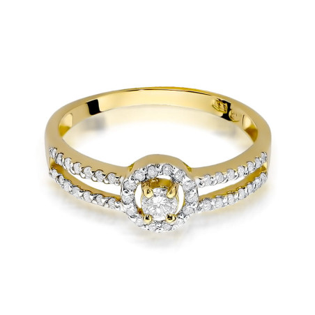 Pierścionek W272 Diament 0,10ct żółte złoto