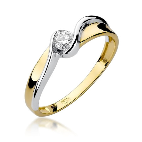 Pierścionek W278 Diament 0,15ct żółte złoto