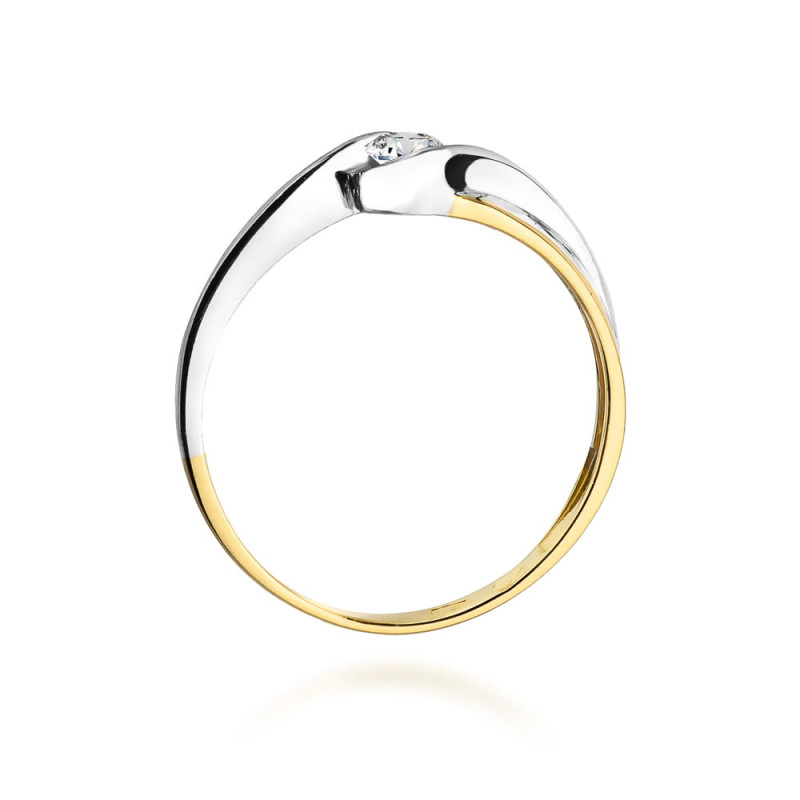 Pierścionek W278 Diament 0,15ct żółte złoto