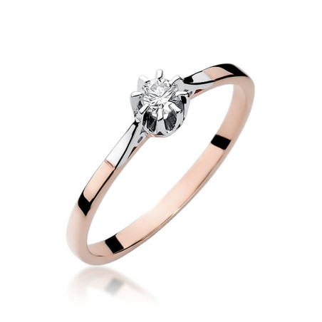 Pierścionek W209 Diament 0,08ct różowe złoto