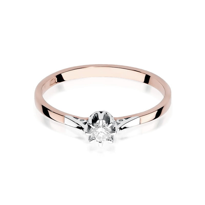 Pierścionek W209 Diament 0,08ct różowe złoto