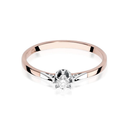 Pierścionek W209 Diament 0,08ct różowe złoto