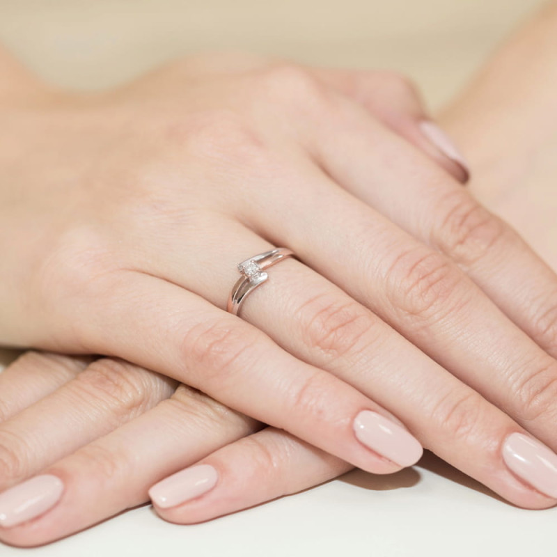 Pierścionek W210 Diament 0,10ct różowe złoto