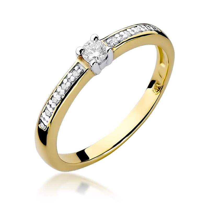 Pierścionek W288 Diament 0,08ct żółte złoto