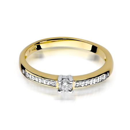Pierścionek W288 Diament 0,08ct żółte złoto