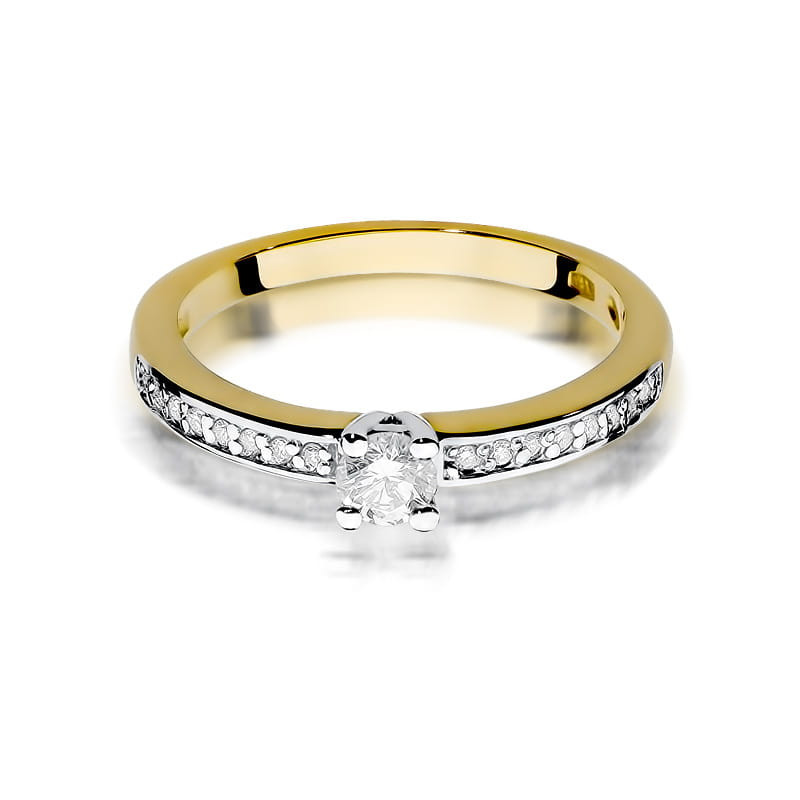 Pierścionek W288 Diament 0,20ct żółte złoto