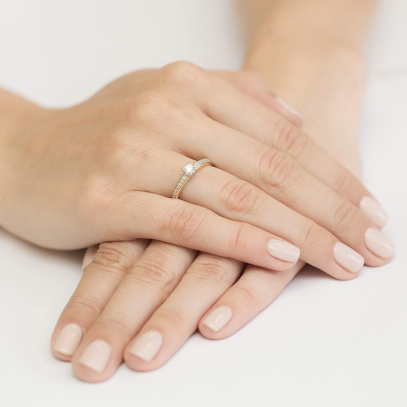 Pierścionek W288 Diament 0,20ct żółte złoto