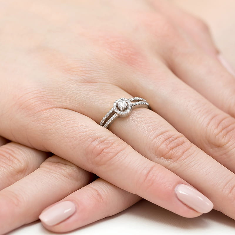 Pierścionek W272 Diament 0,10ct białe złoto