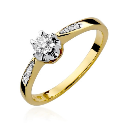 Pierścionek W291 Diament 0,23ct żółte złoto