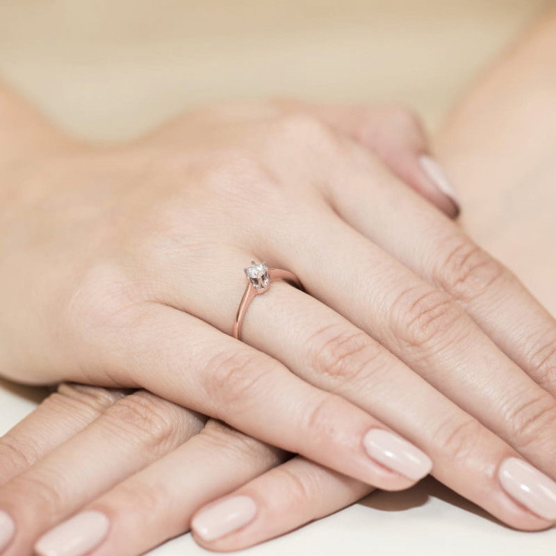Pierścionek W220 Diament 0,20ct różowe złoto