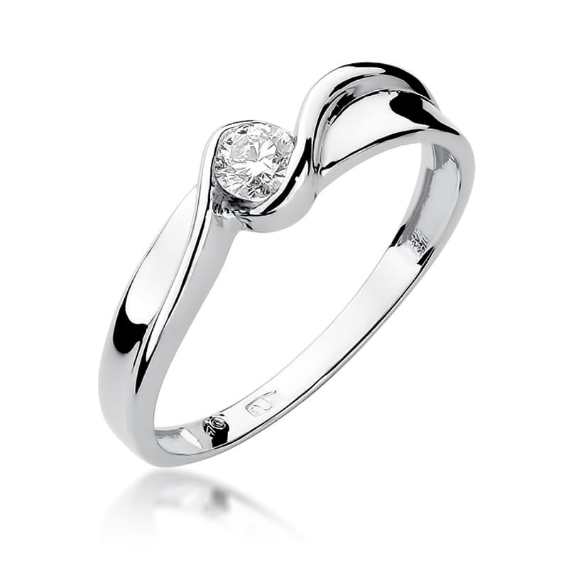 Pierścionek W278 Diament 0,15ct białe złoto