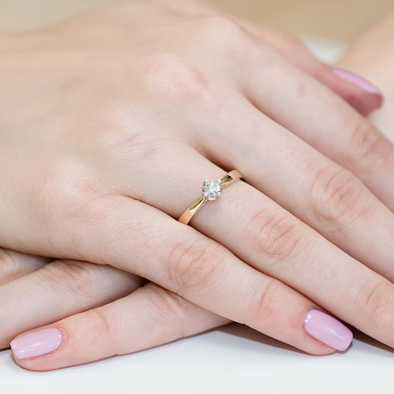 Pierścionek W293 Diament 0,20ct żółte złoto