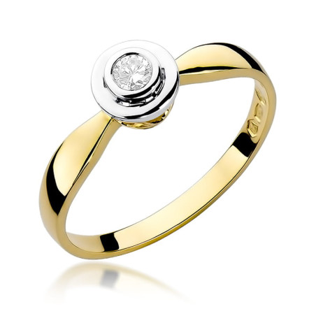 Pierścionek W294 Diament 0,10ct żółte złoto
